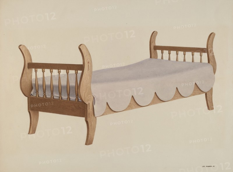 Sleigh Bed, c. 1940. Creator: Joe Brennan.