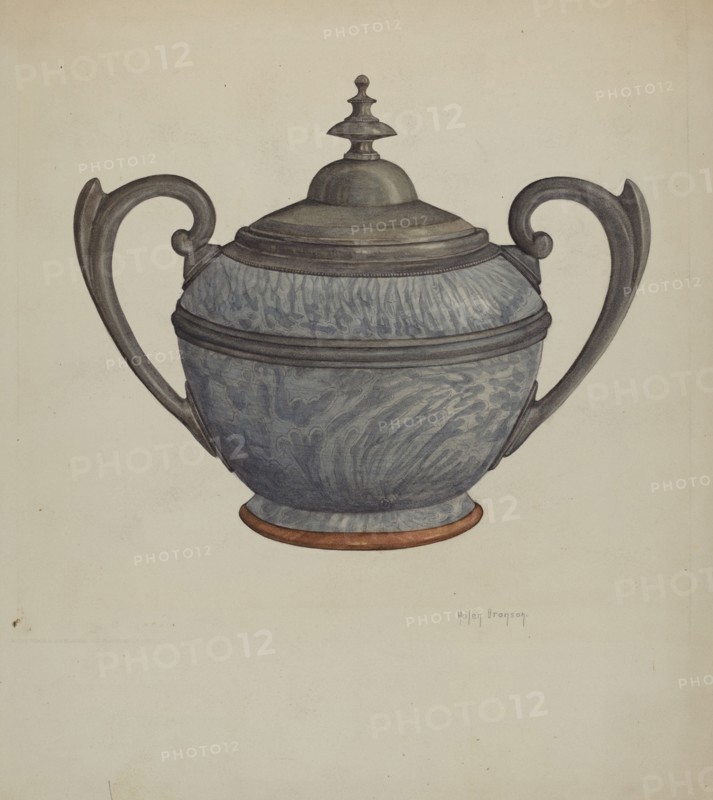 Pewter Sugar Bowl, c. 1937. Creator: Helen Bronson.