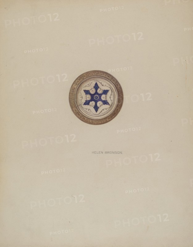 Mirror Support - Blue Six Point Star, c. 1941. Creator: Helen Bronson.