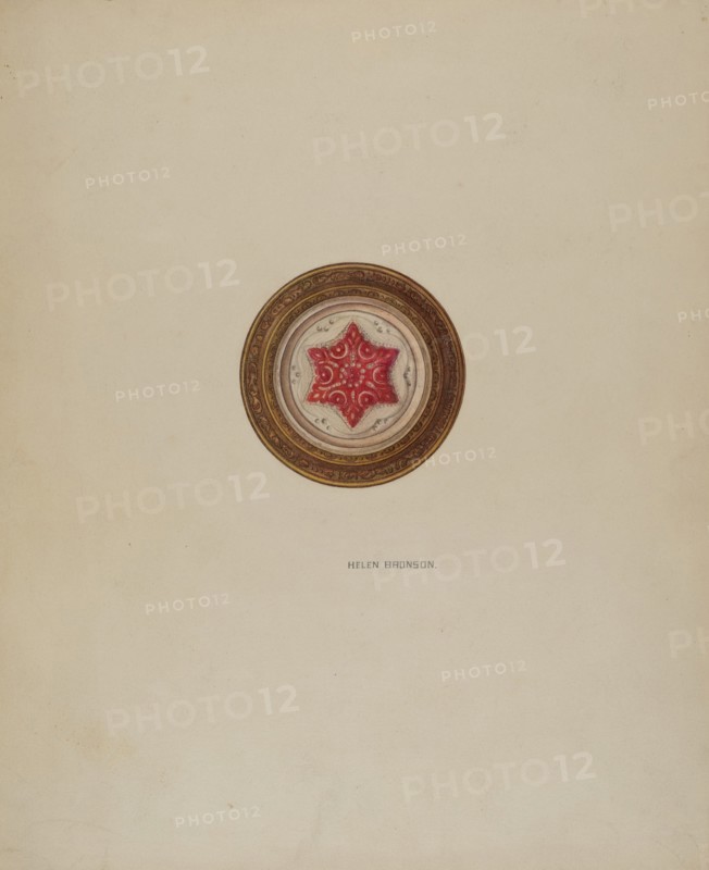 Mirror Support - Red Six Point Star, c. 1941. Creator: Helen Bronson.