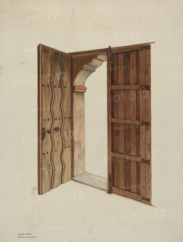Mission Church Doors and Doorway, 1940. Creators: Dayton Brown, Harry Mann Waddell.