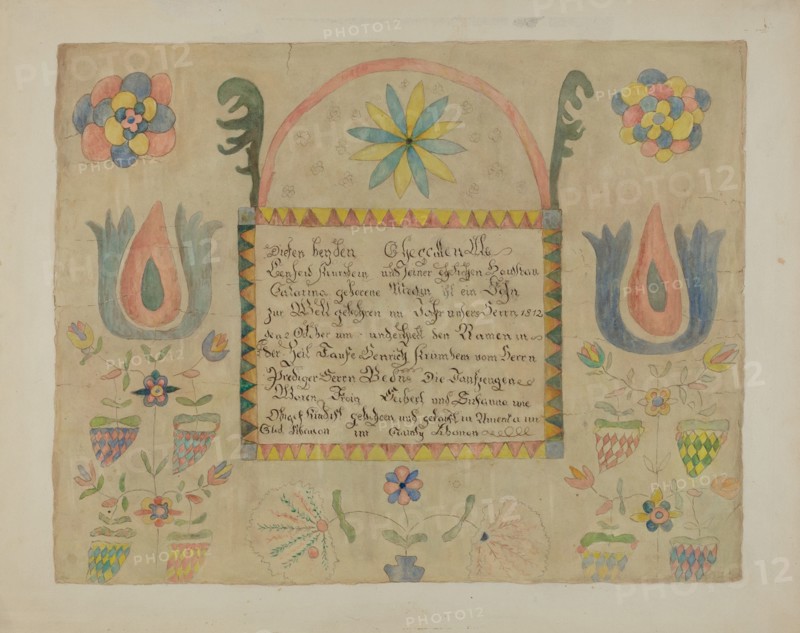 Pa. German Birth Certificate, c. 1940. Creator: Ethelbert Brown.