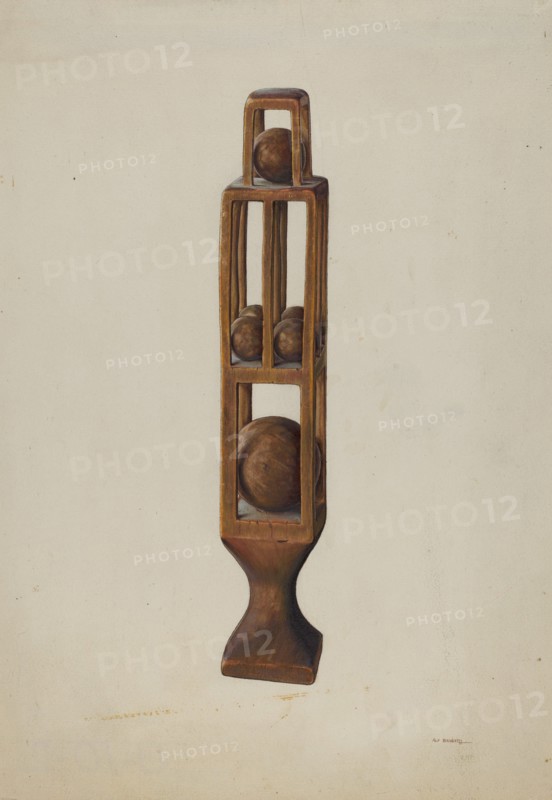 Wood Carving of 6 Balls, 1935/1942. Creator: Alf Bruseth.