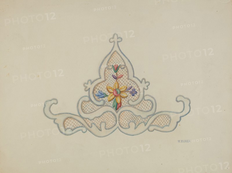 Wedding Dress Motif (Insert), c. 1940. Creator: Ruth Buker.