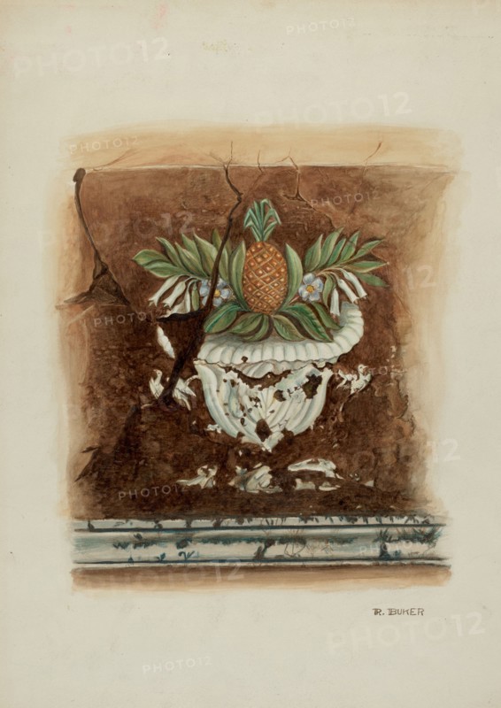 Wall Painting, Pineapple Motif, 1937. Creator: Ruth Buker.