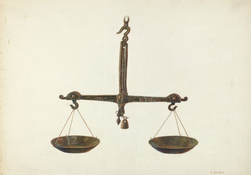 Balance Scales, c. 1939. Creator: Ruth Buker.