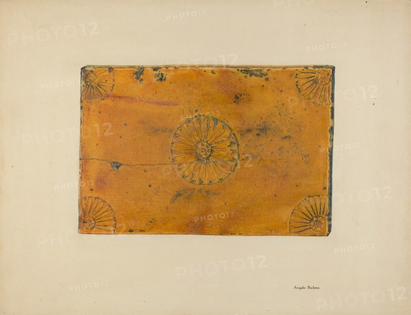 Zoar Fireplace Tile, c. 1938. Creator: Angelo Bulone.