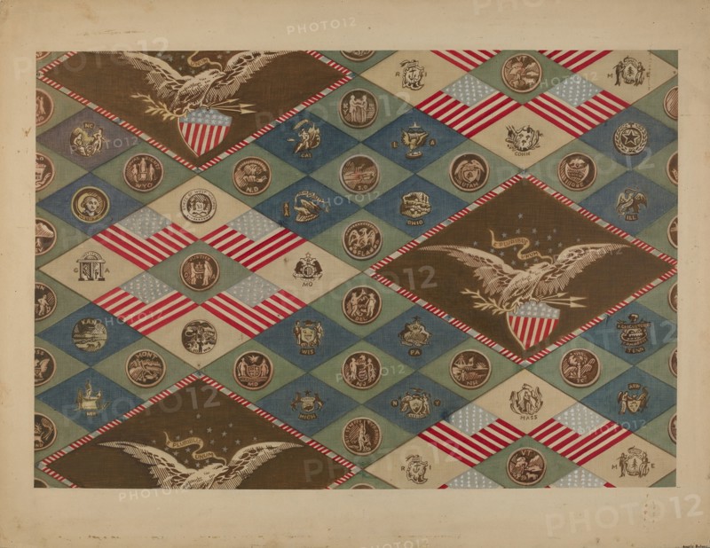 Textile (State Emblems), c. 1937. Creator: Angelo Bulone.