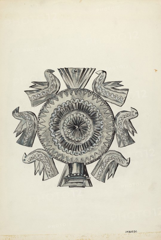 Cut Tin Candle Holder, c. 1936. Creator: Irene M. Burge.