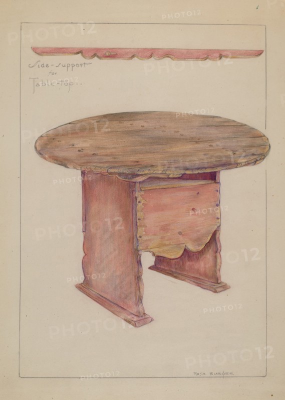 Table Hutch Bench or Chair Combination, c. 1937. Creator: Rosa Burger.