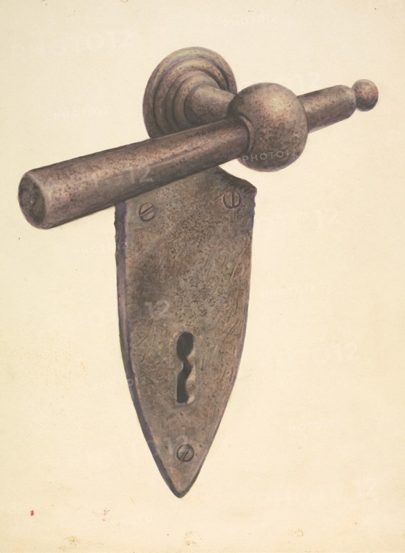 Metal Door Lock, c. 1937. Creator: Earl Butlin.
