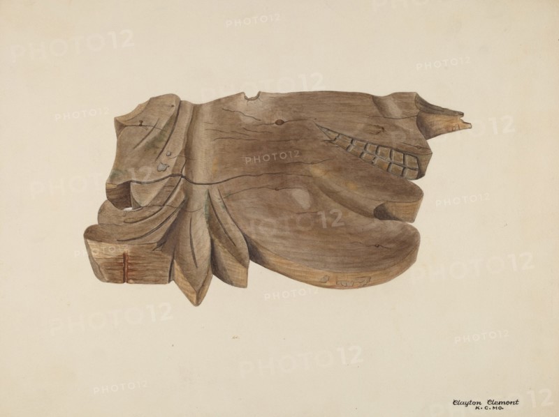 Wood Carving, c. 1943. Creator: Clements Clayton.