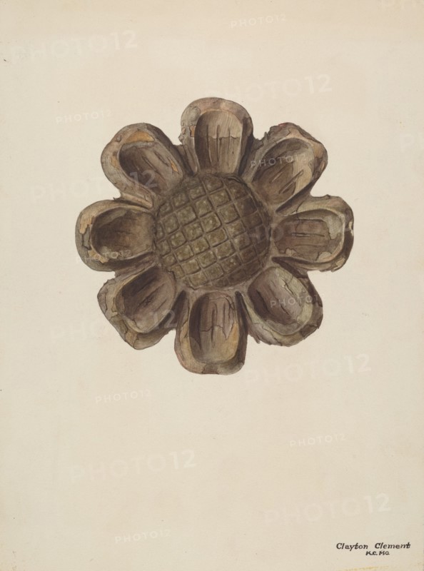 Wood Carving - Flower, c. 1939. Creator: Clements Clayton.