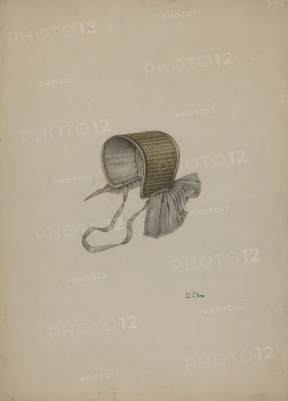 Doll's Straw Bonnet, c. 1939. Creator: Orville Cline.