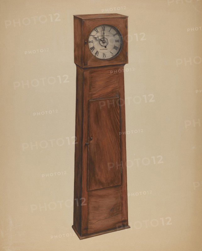 Shaker Grandmother Clock, 1935/1942. Creator: Orville Cline.