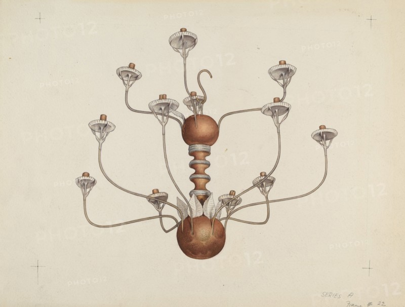 Wood and Tin Chandelier, c. 1937. Creator: George Constantine.