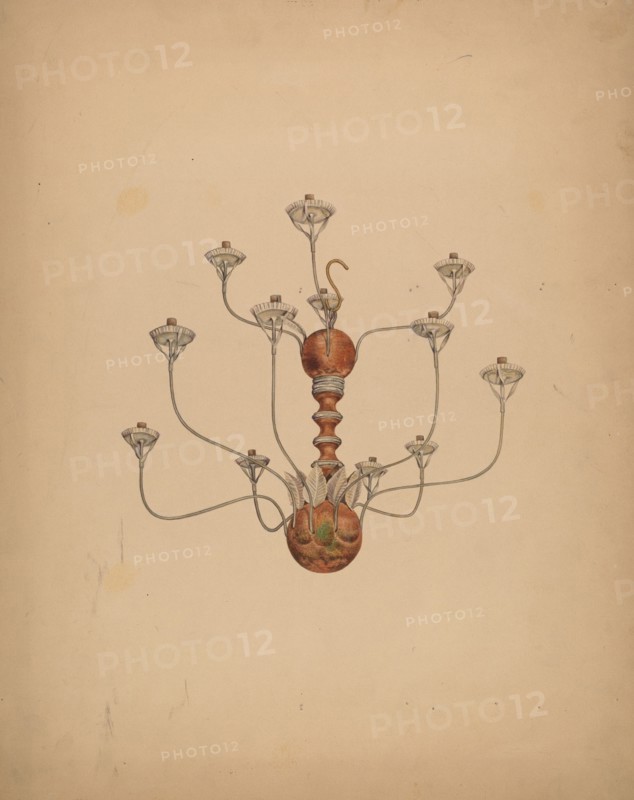 Wood and Tin Chandelier, c. 1937. Creator: George Constantine;Constantine, George.