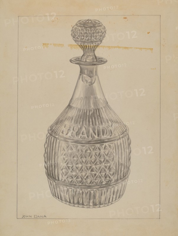 Decanter, c. 1937. Creator: John Dana.