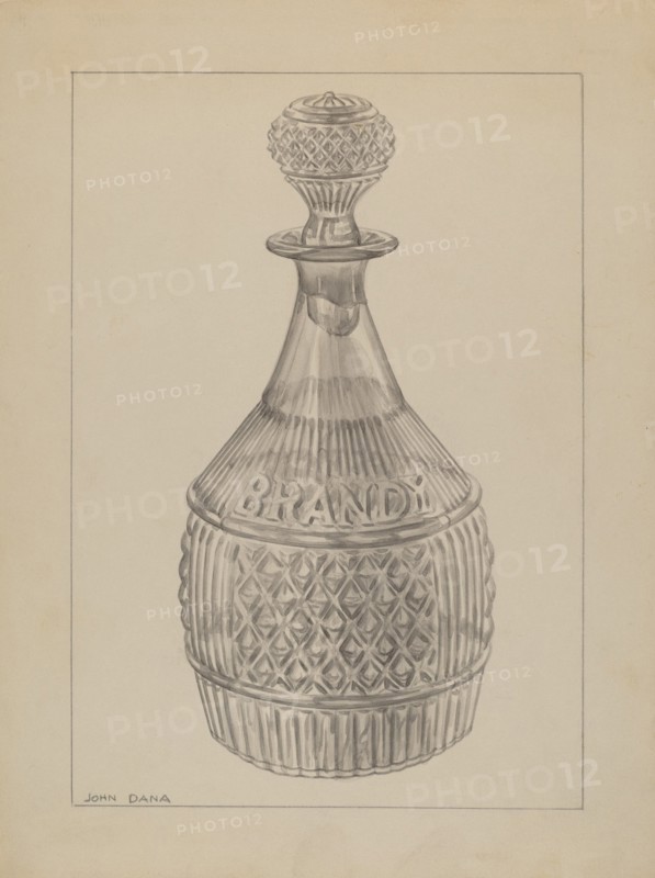 Decanter, c. 1937. Creator: John Dana.