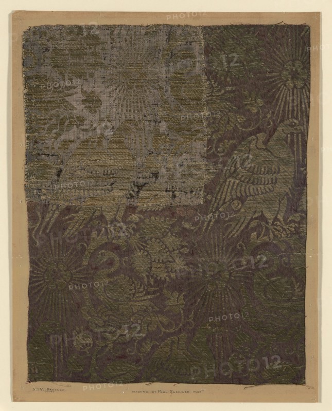 Fragment Supplemented with Drawing, Italy, 14th century and 19th century. Creator: Paul Schultze.