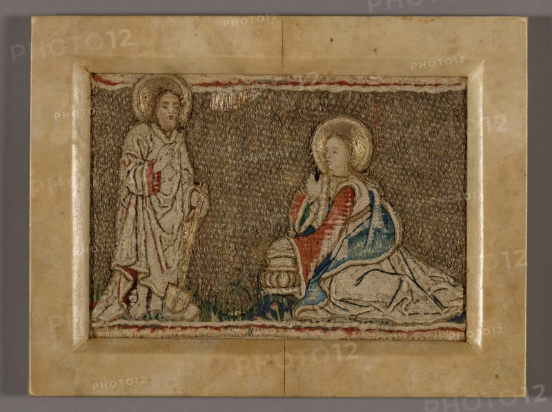 Picture (Probably from an Orphrey Band Depicting Christ before Mary Magdalene), 1400/25. Creator: Unknown.