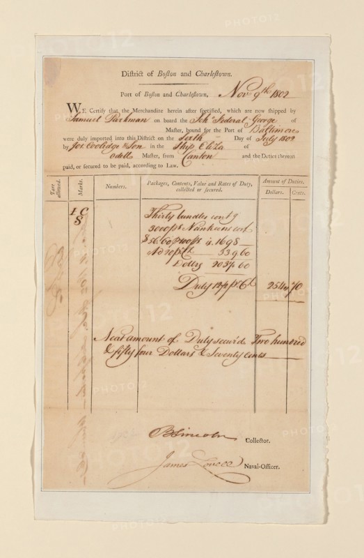 Charlestown Bill, United States, 1802. Creator: Unknown.