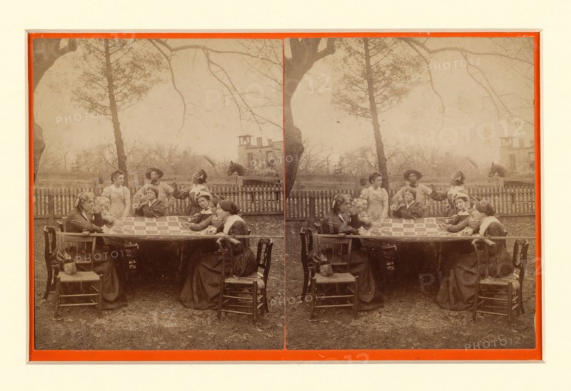 Aunt Hannah's quilting party, United States, 1896. Creator: Unknown.