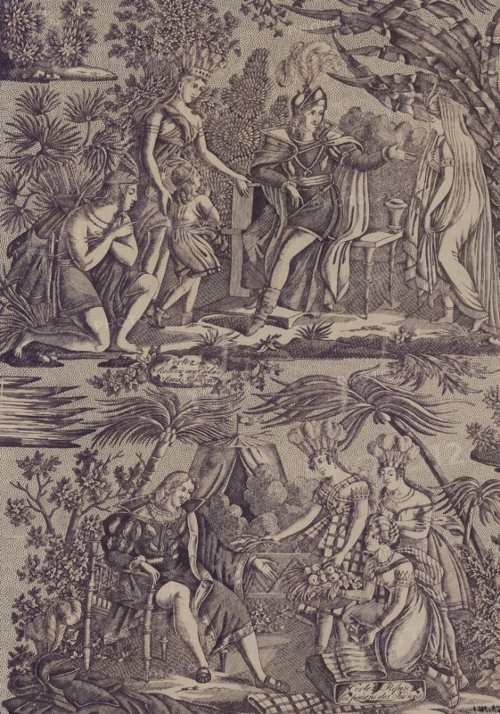 Le Romance du Cortés (The Song of Cortez) (Furnishing Fabric), Nantes, 1815. Creator: Favre-Petitpierre et Cie.