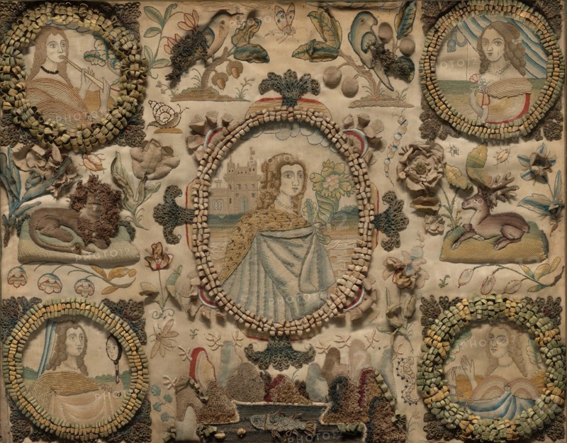 Needlework (Depicting the Five Senses), England, 1601/25. Creator: Unknown.