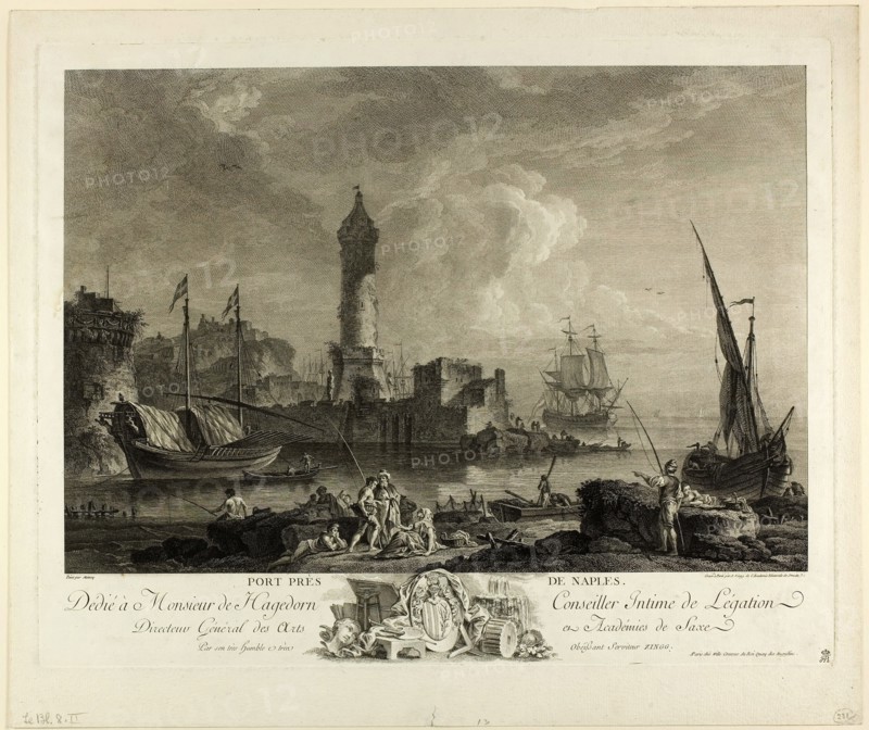 Port near Naples, 1754/1808. Creator: Adrian Zingg.