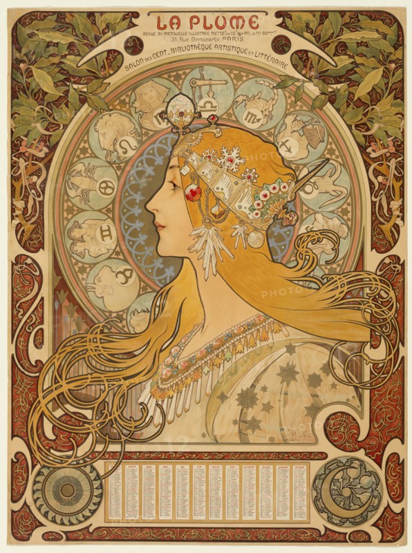 Zodiaque ("La Plume"), 1896-97. Creator: Alphonse Mucha.