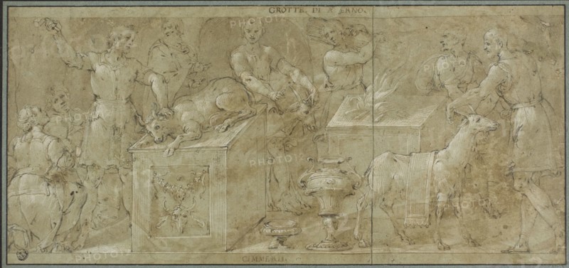 Aeneas and His Companions Preparing Animals for Sacrifice, n.d. Creator: Avanzino Nucci.