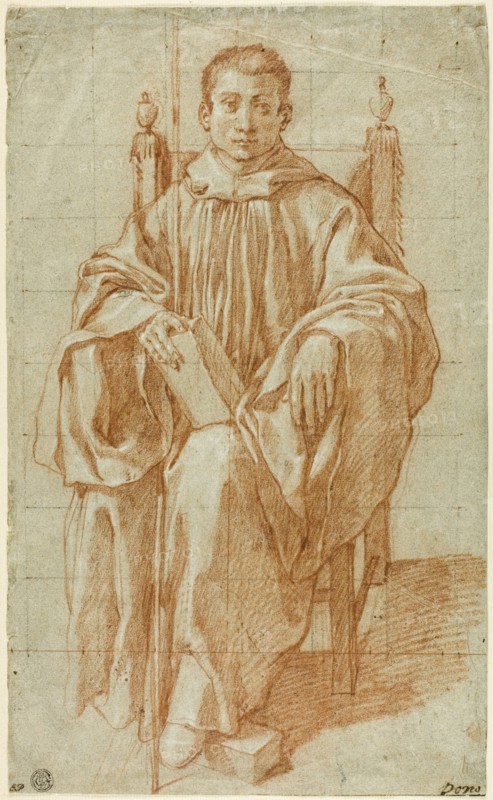 Seated Youth Wearing a Monk's Habit: Study for Saint Benedict, 1590. Creator: Bartolomeo Cesi.