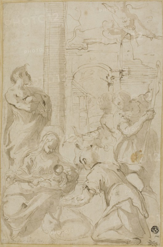 Adoration of the Shepherds, n.d. Creators: Carlo Bononi, Agostino Carracci, Annibale Carracci, Michel Ange Corneille.
