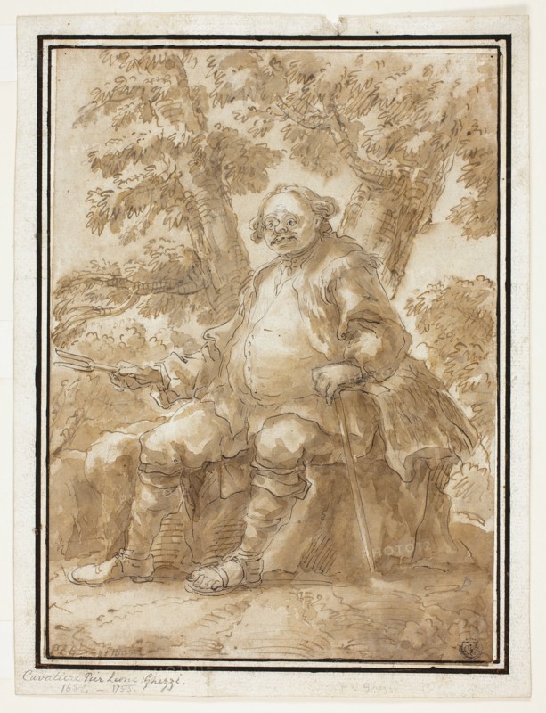 Man Seated in Front of Trees, n.d. Creators: Carlo Marchionni, Pier Leone Ghezzi.