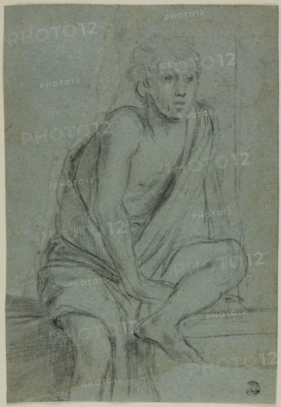 Seated Youth: Study for Flagellation of Saint Andrew, c.1608. Creator: Domenichino.