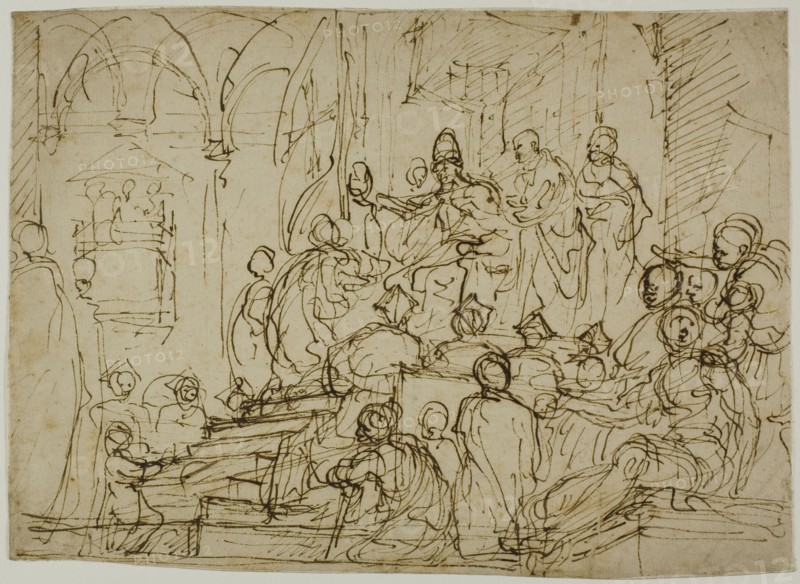 Enthroned King with Attendants, n.d. Creator: Domenico Cresti.