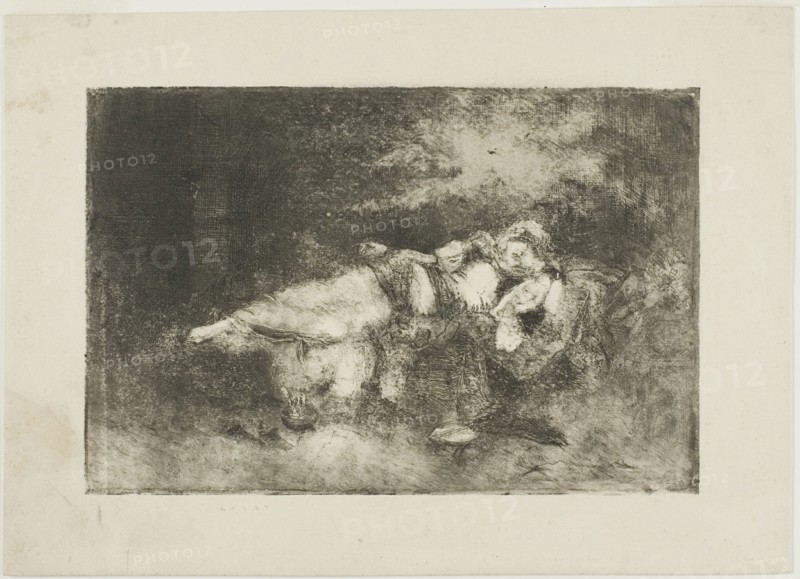 Reclining Woman with a Child, 1890/99. Creator: Domenico Morelli.