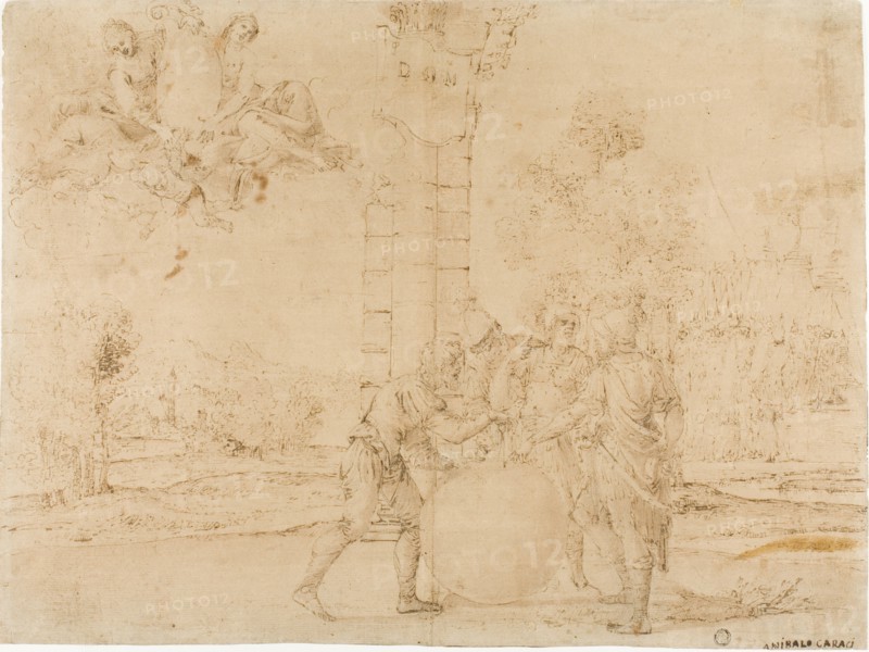 Octavian, Mark Antony, and Lepidus Dividing the Roman Empire, with Bologna in the..., c.1622. Creator: Francesco Brizio.