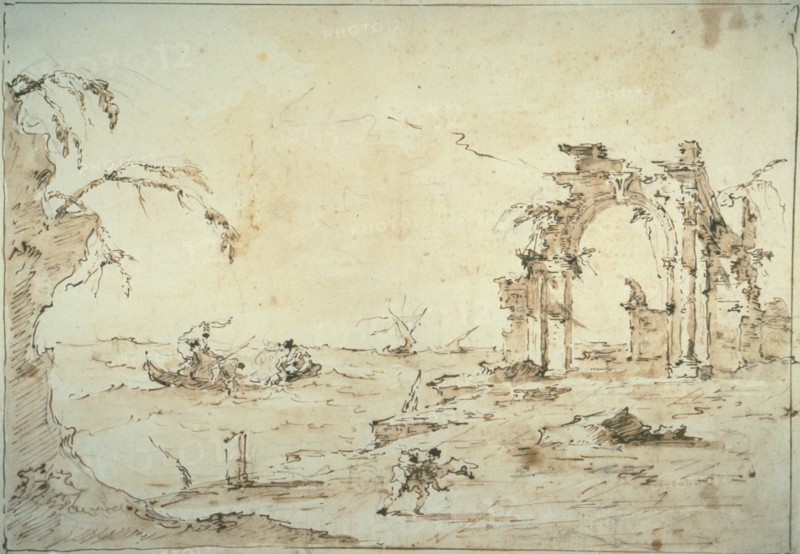 Capriccio with a Squall on the Lagoon, 1775/80. Creator: Francesco Guardi.