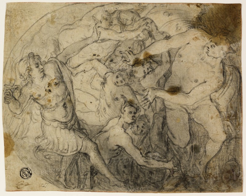 Study for Saint Michael Casting Out Lucifer, 1581/83. Creator: Francesco Vanni.