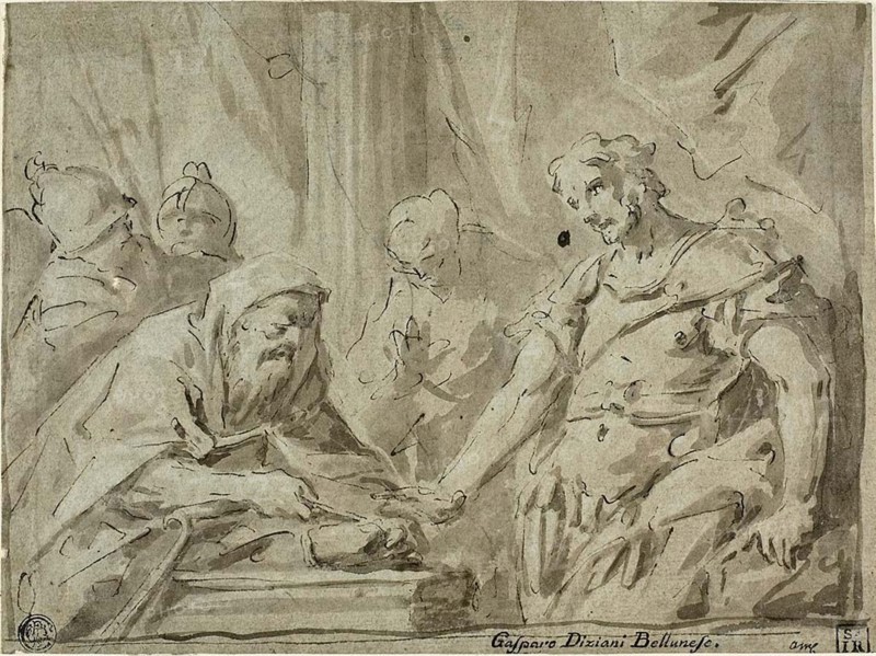 David Receiving the Hallowed Bread from Alchimelek, 1725/34. Creator: Gaspare Diziani.