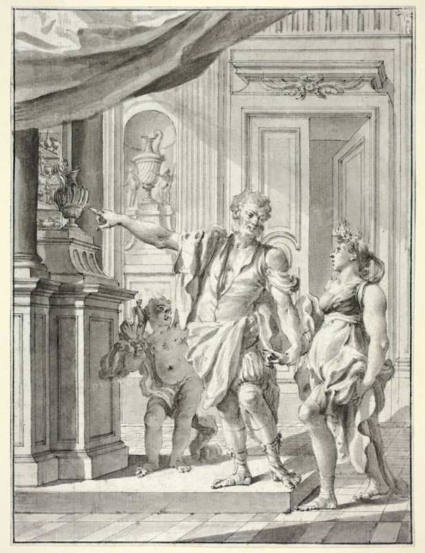 A Man Leading a Woman into a Gallery of Antiquities and Decorative Arts, n.d. Creator: Giacomo Cestaro.