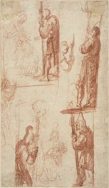 Sheet of Sketches: Beheading of a Saint (recto); Several Slight Figure Sketches (verso), 1605/44. Creators: Giovanni Bilivert, Jacques Callot.