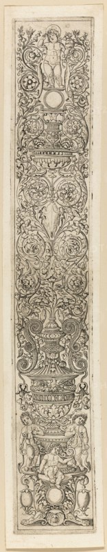 Three Children Blowing Horns, plate eight of Twelve Ornament Panels, c.1505-15. Creator: Giovan Pietro Birago.