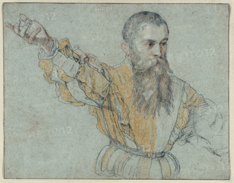 Bearded Man with his Right Arm Raised, 1562/64. Creator: Giuseppe Porta.
