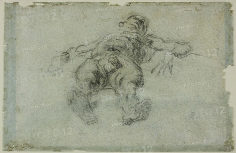Reclining Male Nude, Foreshortened, 1562. Creator: Jacopo Tintoretto.