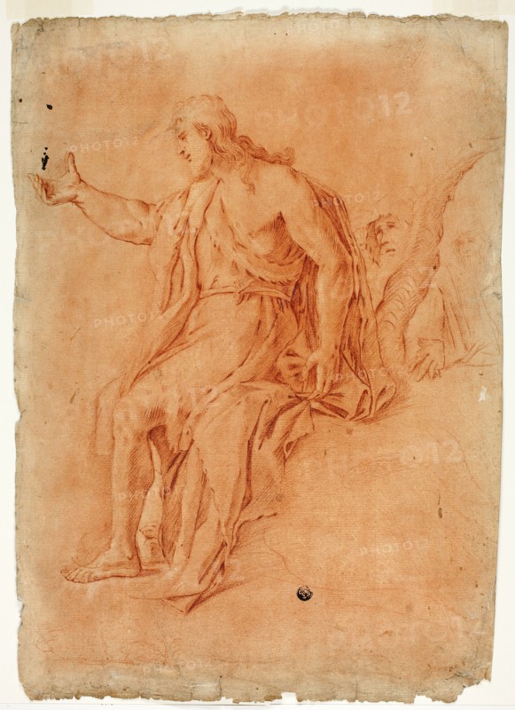 Saint John the Baptist Preaching (recto); Male Nude with Raised Arms and Sketches..., n.d. Creator: Luca Giordano.
