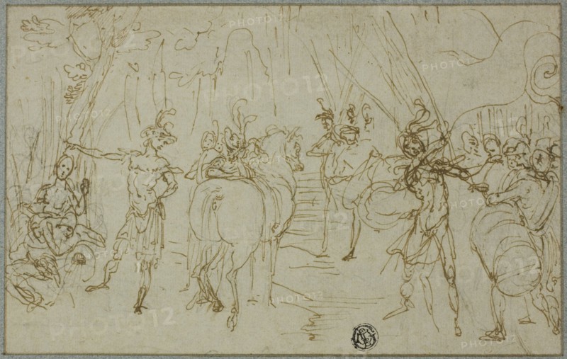 Scene with Soldiers, c.1589. Creator: Ludovico Cardi.
