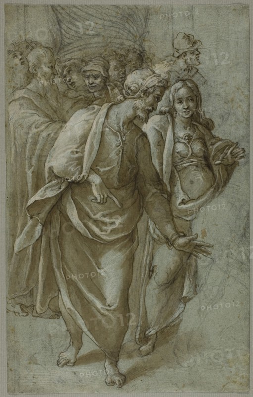 Group of Figures (recto) Fragment of a Female Head (verso), 1560/1611. Creator: Il Trometta.